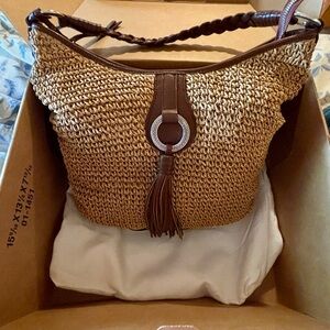 Brighton Novara Neema Woven Brown and Tan Shoulder Bag